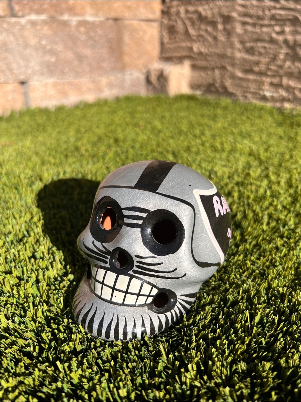 Hand-Painted Gray Skull Décor Accent